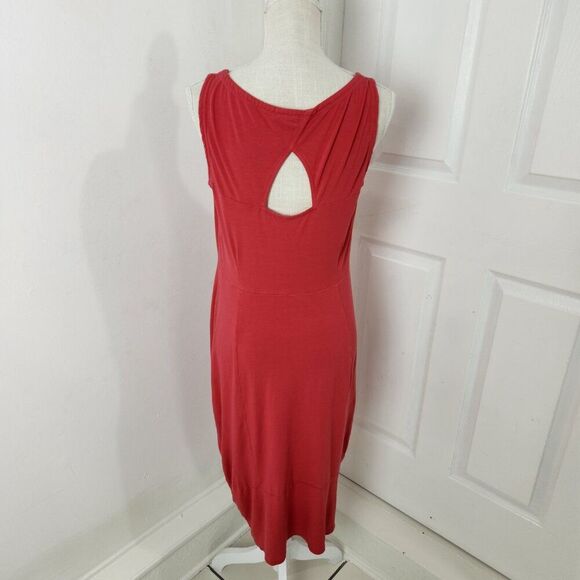 Eileen Fisher Dress Womens XS Pink Midi Jersey Knit Keyhole Minimalist Vacation - Picture 11 of 12